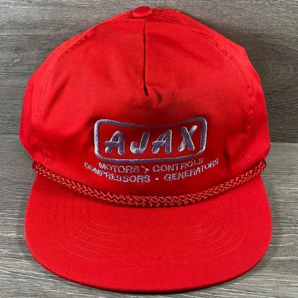 Vintage AJAX Captain StrapBack Hat NWOT Red/Gray - Picture 1 of 5